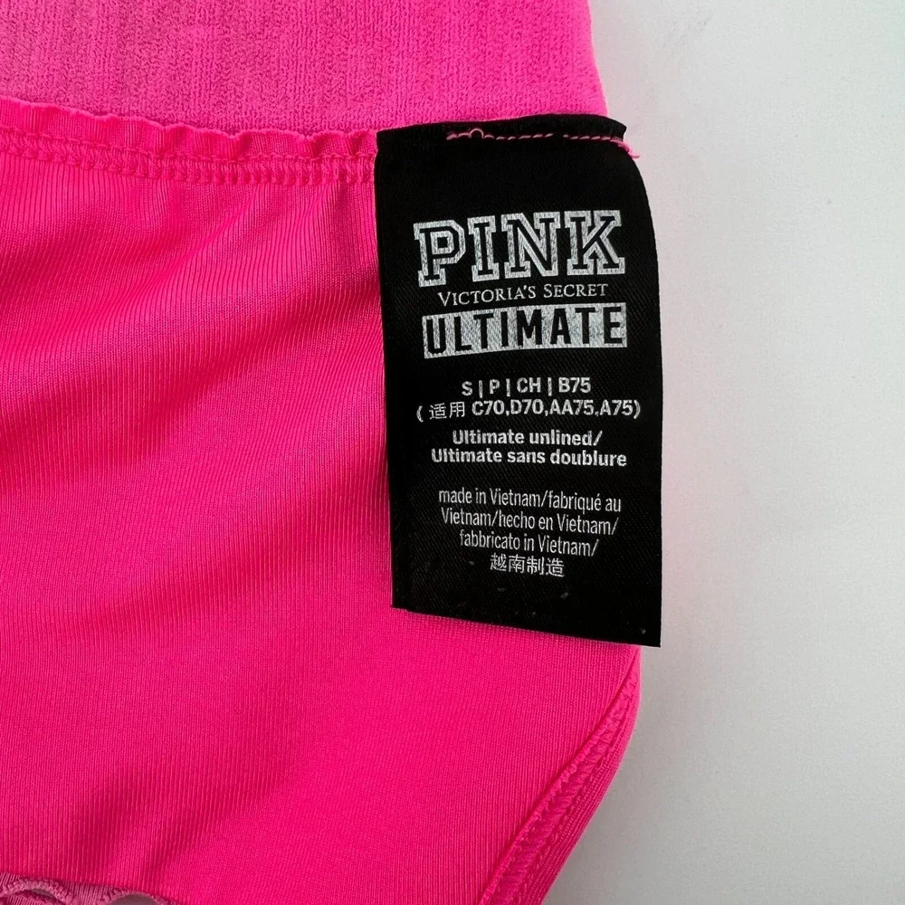Victorias Secret PINK Women S‎ Ultimate Unlined Racerback Sports Bra Pink Mesh